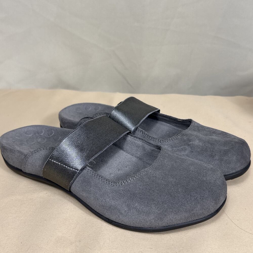 Vionic Gray Mule Clogs Suede Lagenlook Comfort Slip On Lauren Women’s 8